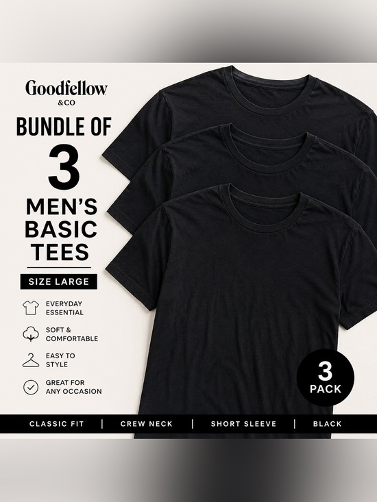Goodfellow & Co Other - Bundle of 3 Goodfellow & Co Men’s Large Black Basic Crew Neck Tees